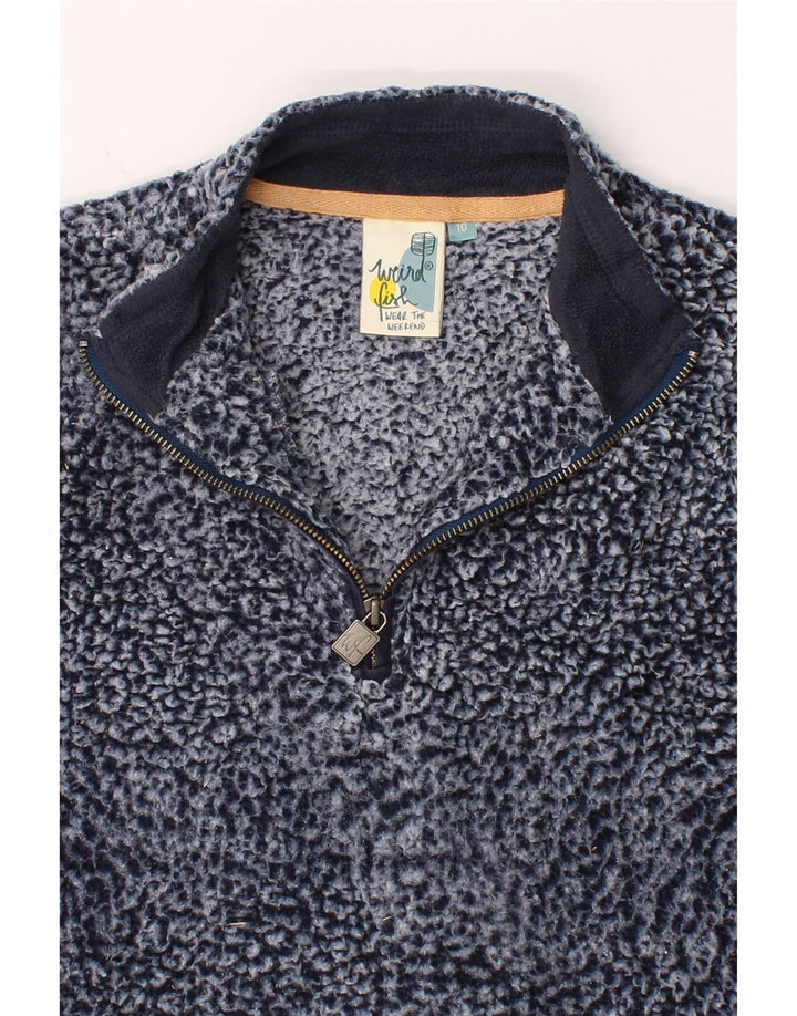 WEIRD FISH Womens Zip Neck Fleece Jumper UK 10 Small Blue Polyester Vintage Weird Fish and Second-Hand Weird Fish from Messina Hembry 