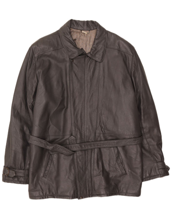 Michel Mens Leather Jacket IT 58 4XL Grey Leather