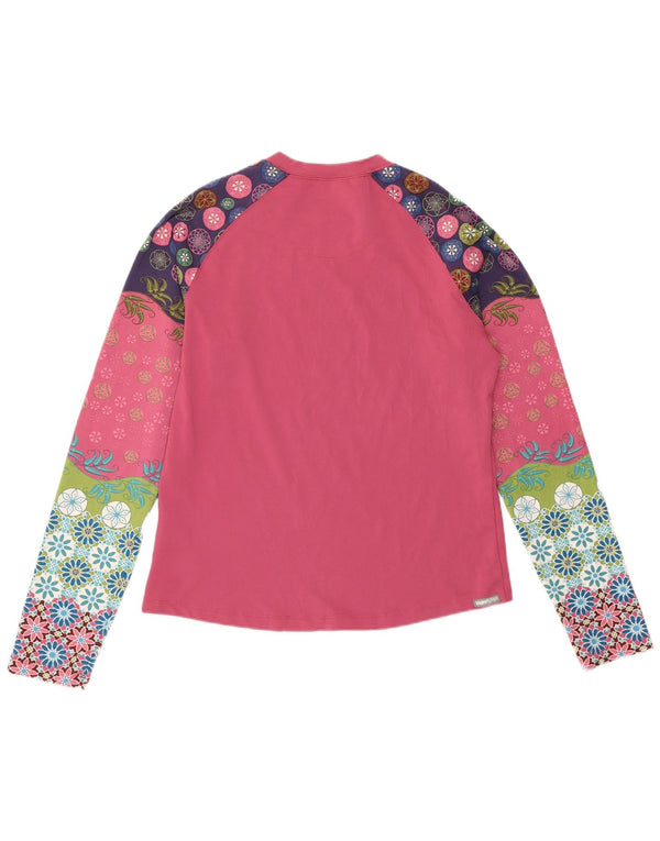 The North Face Womens Graphic Top Long Sleeve UK 14 Large Pink Floral