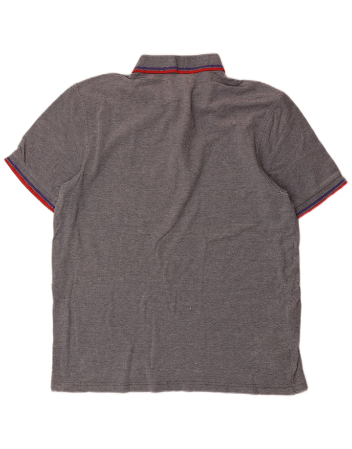 Fred Perry Mens Polo Shirt Large Grey Striped Cotton