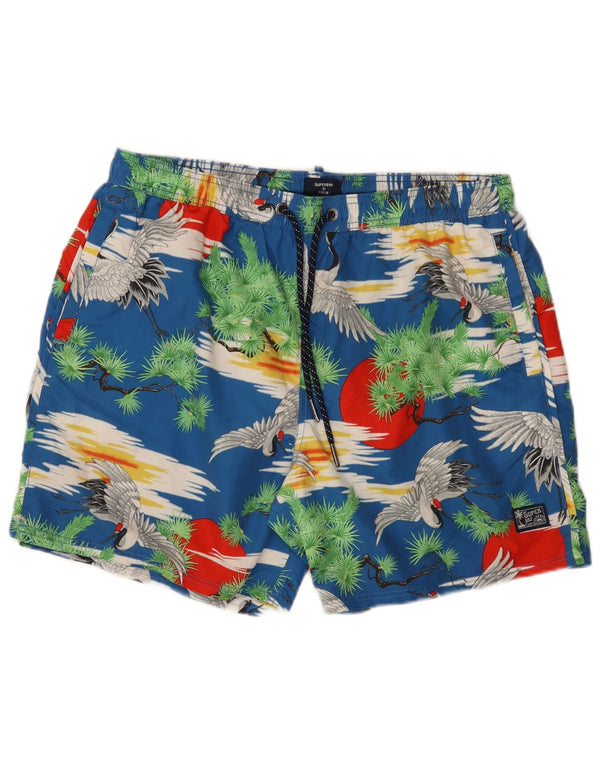 Superdry Mens Regular Swimming Shorts 2XL Blue Polyester Hawaiian