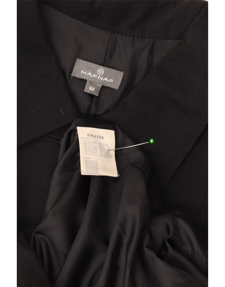 Naf Naf Womens Military Overcoat UK 12 Medium Black Polyester