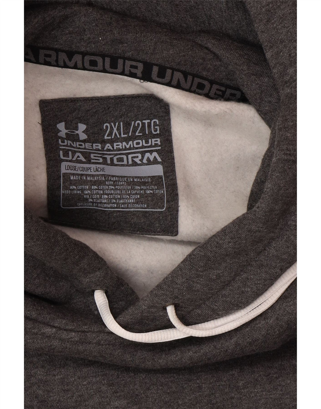 UNDER ARMOUR Mens Hoodie Jumper 2XL Grey Cotton