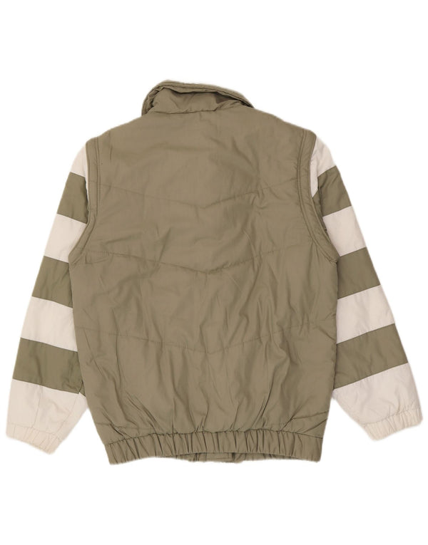 C&A Womens Rodeo Padded Jacket EU 38 Medium Green Striped Polyester