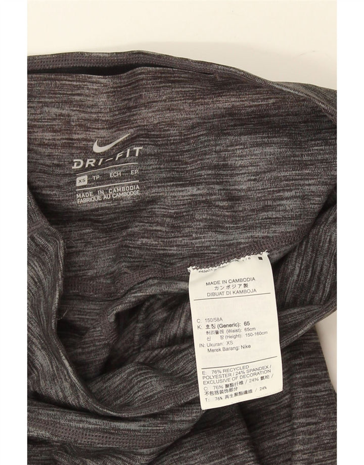 Nike Womens Dri Fit Leggings UK 4 XS Grey Flecked Polyester