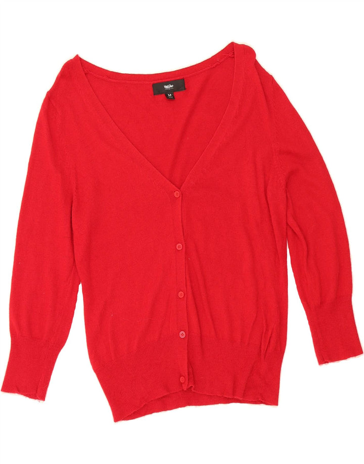 MOSSIMO Womens 3/4 Sleeve Cardigan Sweater UK 12 Medium Red Nylon Vintage Mossimo and Second-Hand Mossimo from Messina Hembry 