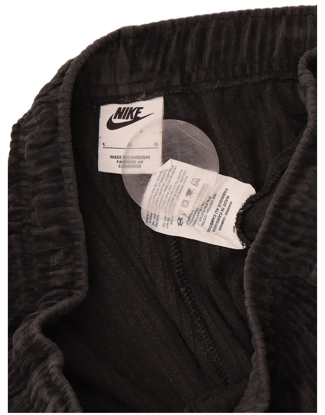 NIKE Mens Velour Tracksuit Trousers Large  Black Cotton