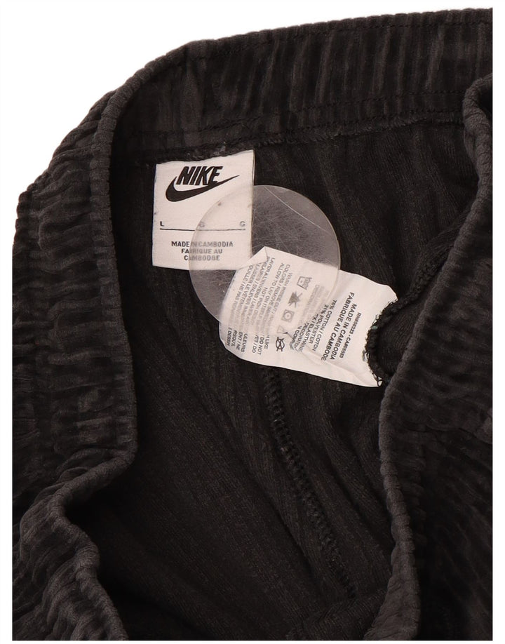 NIKE Mens Velour Tracksuit Trousers Large  Black Cotton