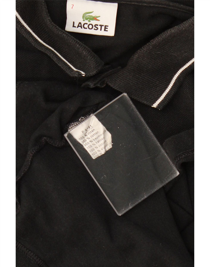 LACOSTE Mens Graphic Polo Shirt Size 7 2XL Black Cotton