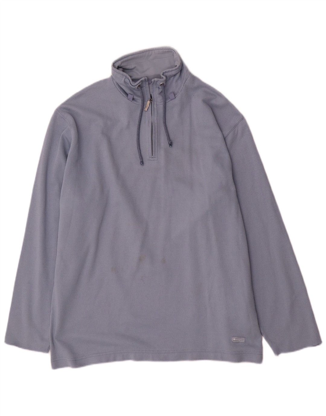 Champion Mens Zip Neck Sweatshirt Jumper Medium Blue Cotton