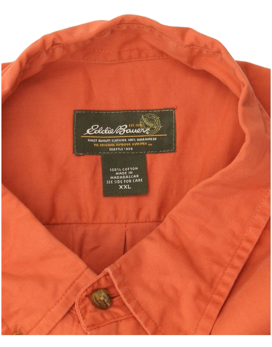 Eddie Bauer Mens Shirt 2XL Orange Cotton