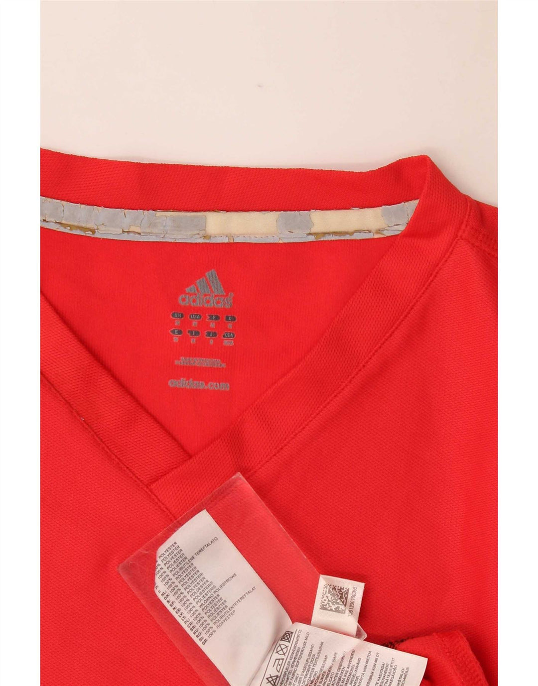 Adidas Mens T-Shirt Top Medium Red Colourblock Polyester