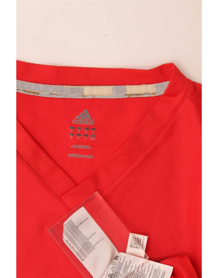 Adidas Mens T-Shirt Top Medium Red Colourblock Polyester