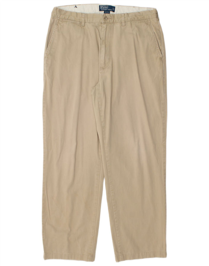 POLO RALPH LAUREN Mens Straight Chino Trousers W35 L30 Beige Cotton