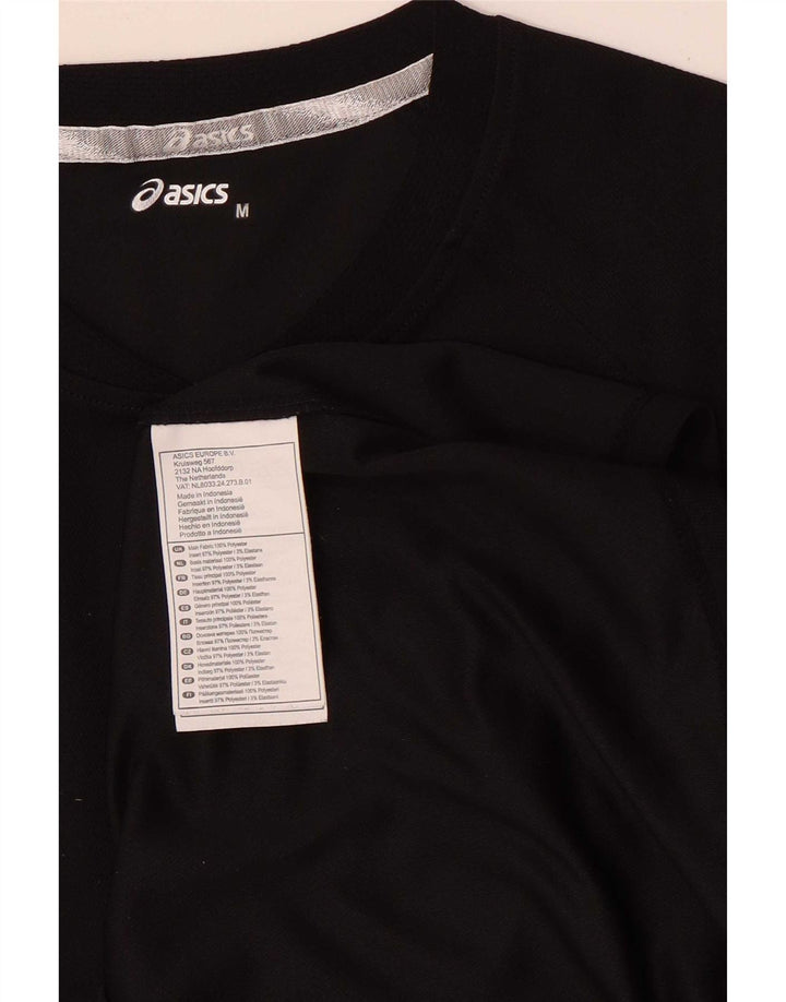Asics Womens T-Shirt Top UK 12 Medium Black Polyester