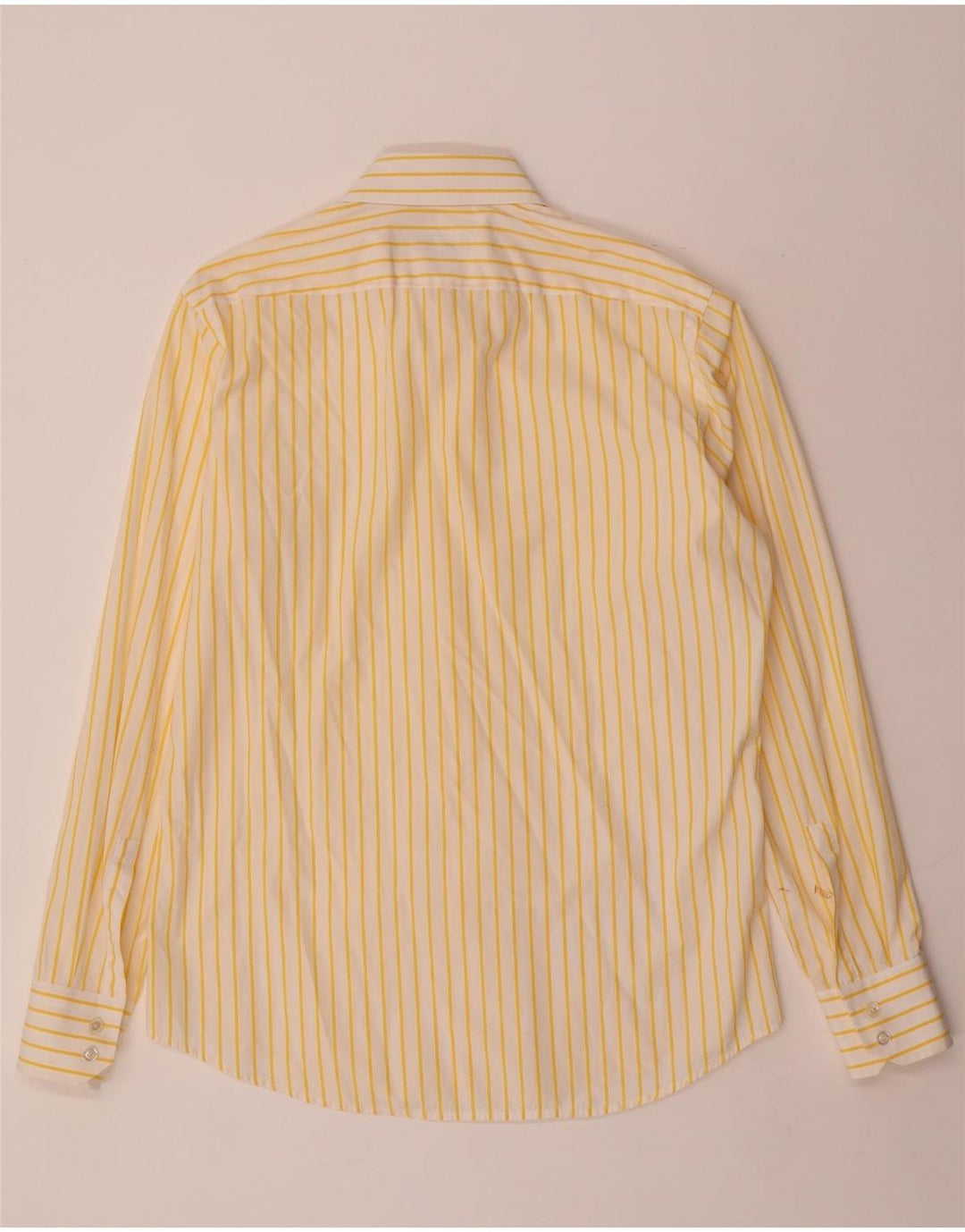HUGO BOSS Mens Shirt Size 40 15 3/4 Medium Yellow Striped Cotton