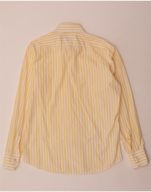 HUGO BOSS Mens Shirt Size 40 15 3/4 Medium Yellow Striped Cotton
