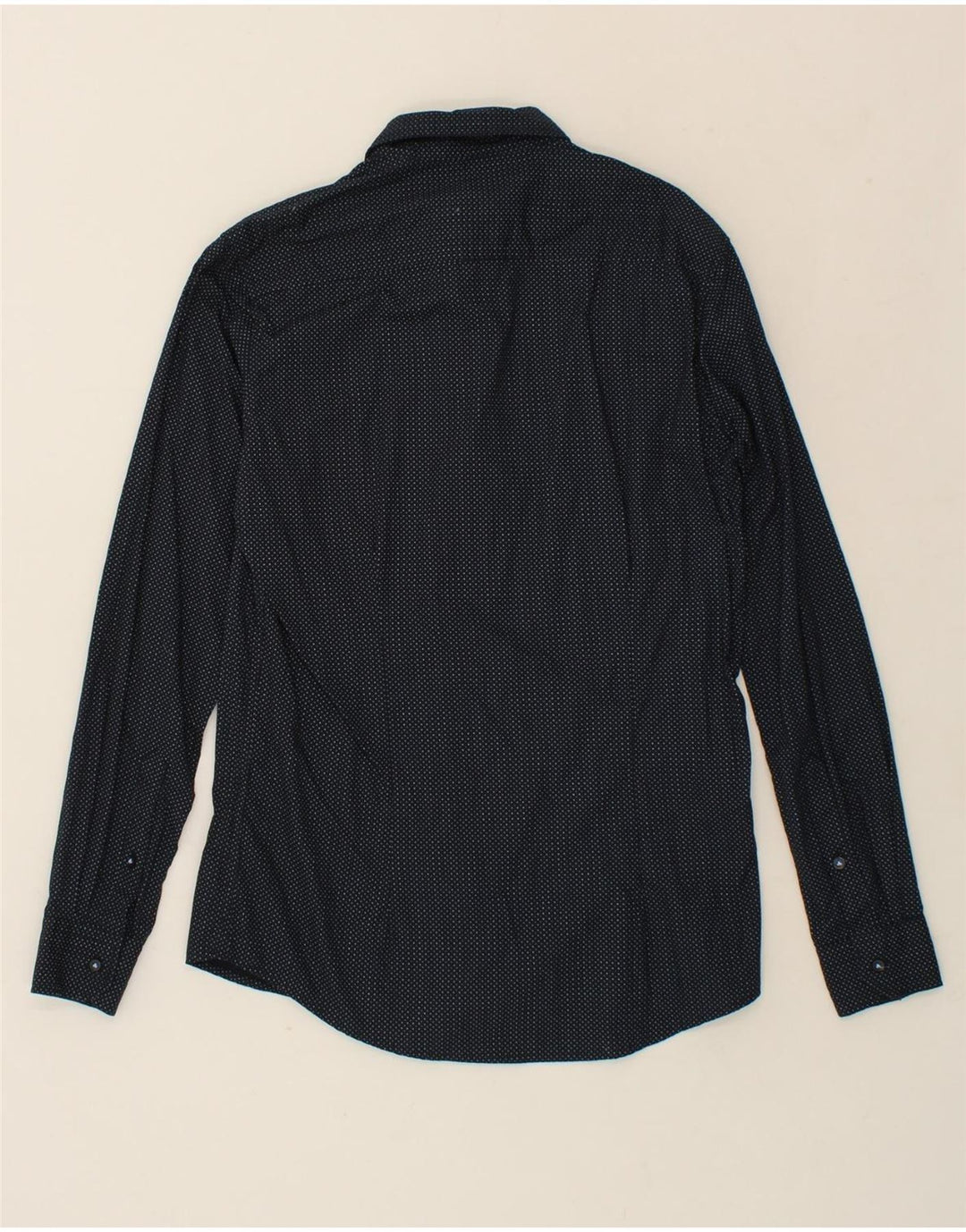 DACK'S Mens Slim Fit Shirt Small Navy Blue Spotted Cotton Vintage Dack's and Second-Hand Dack's from Messina Hembry 