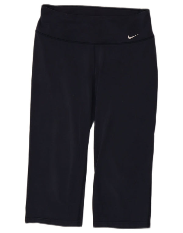 Nike Womens Dri Fit Capri Leggings UK 10 Small  Navy Blue Cotton