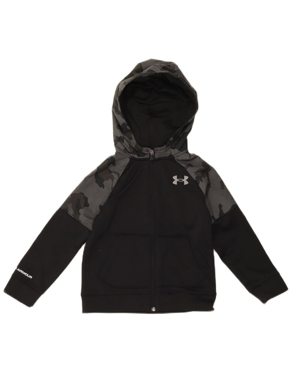 UNDER ARMOUR Boys Zip Hoodie Sweater 6-7 Years XS Black Camouflage