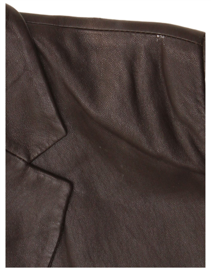 Vintage Womens 3 Button Leather Blazer Jacket UK 18 XL  Brown Leather