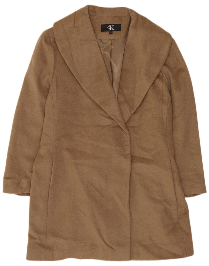 Calvin Klein Womens Oversized Overcoat UK 18 XL Beige Wool