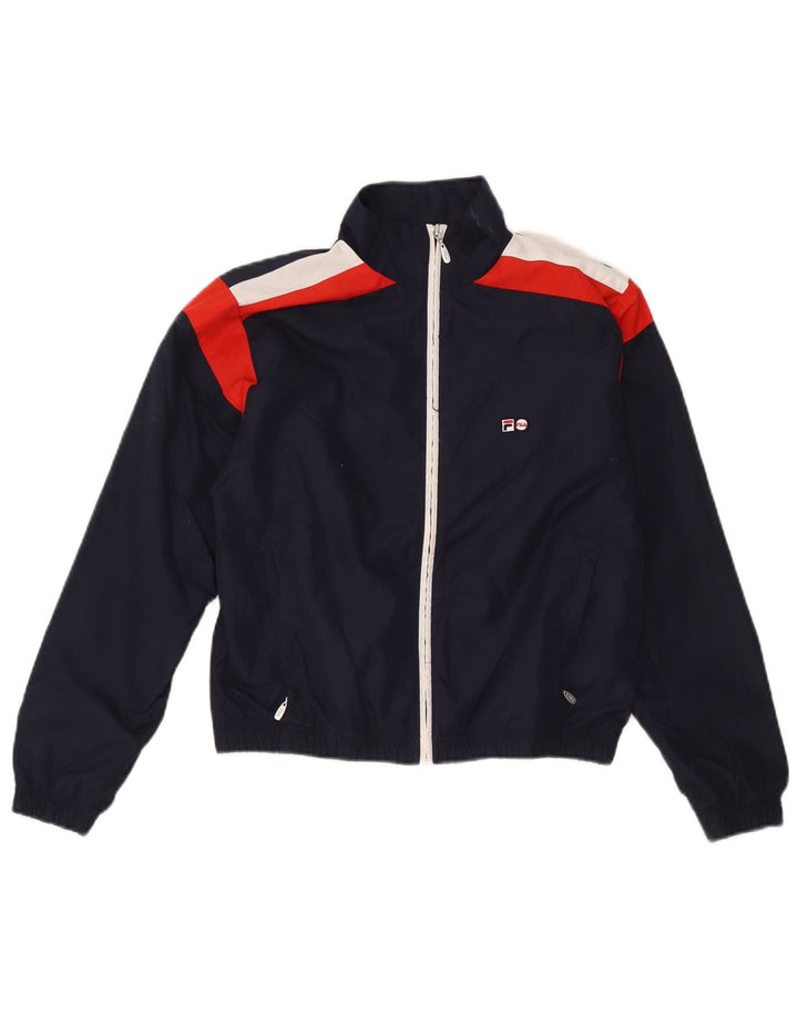 Fila Womens Tracksuit Top Jacket UK 10 Small Navy Blue Colourblock