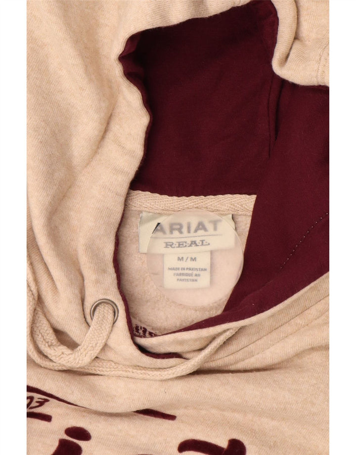 ARIAT Mens Graphic Hoodie Jumper Medium Beige Cotton