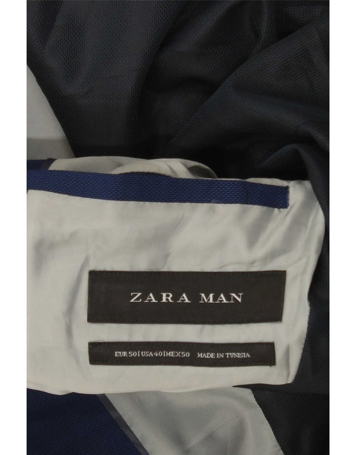 Zara Mens 2 Button Blazer Jacket EU 50 Medium Blue