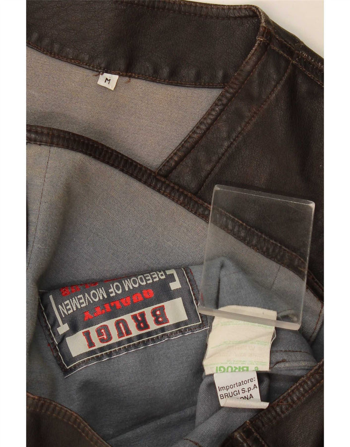 Brugi Mens Faux Leather Waistcoat Medium Brown Polyethylene