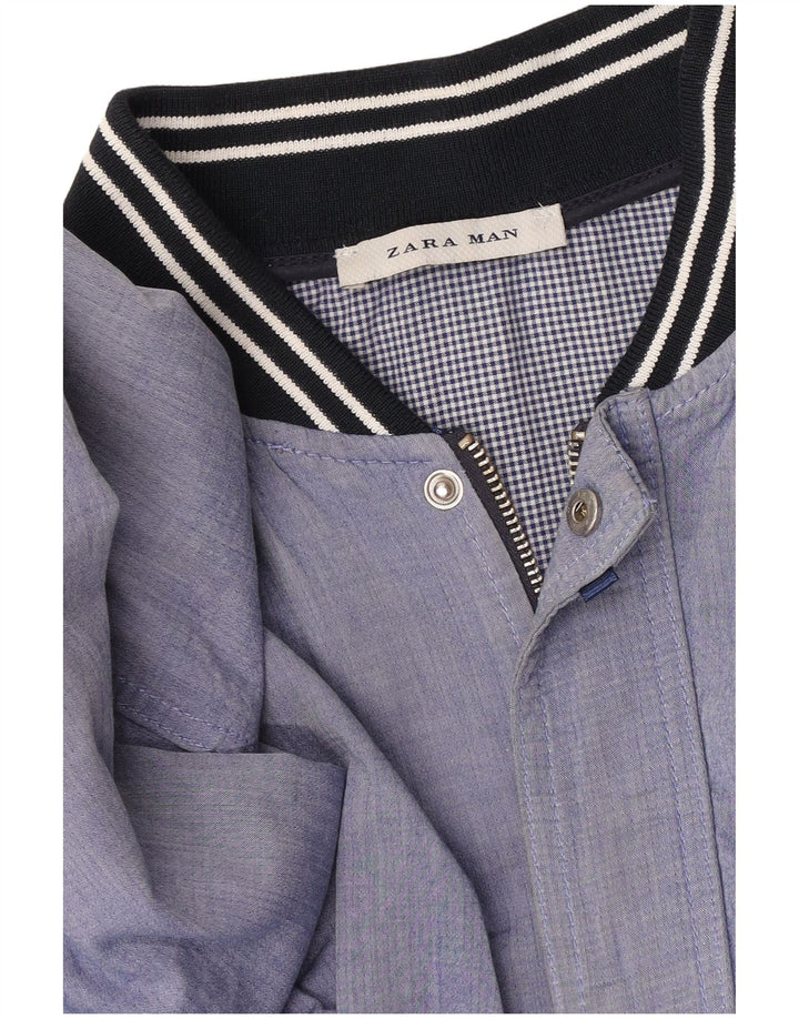 Zara Mens Bomber Jacket UK 38 Medium Blue