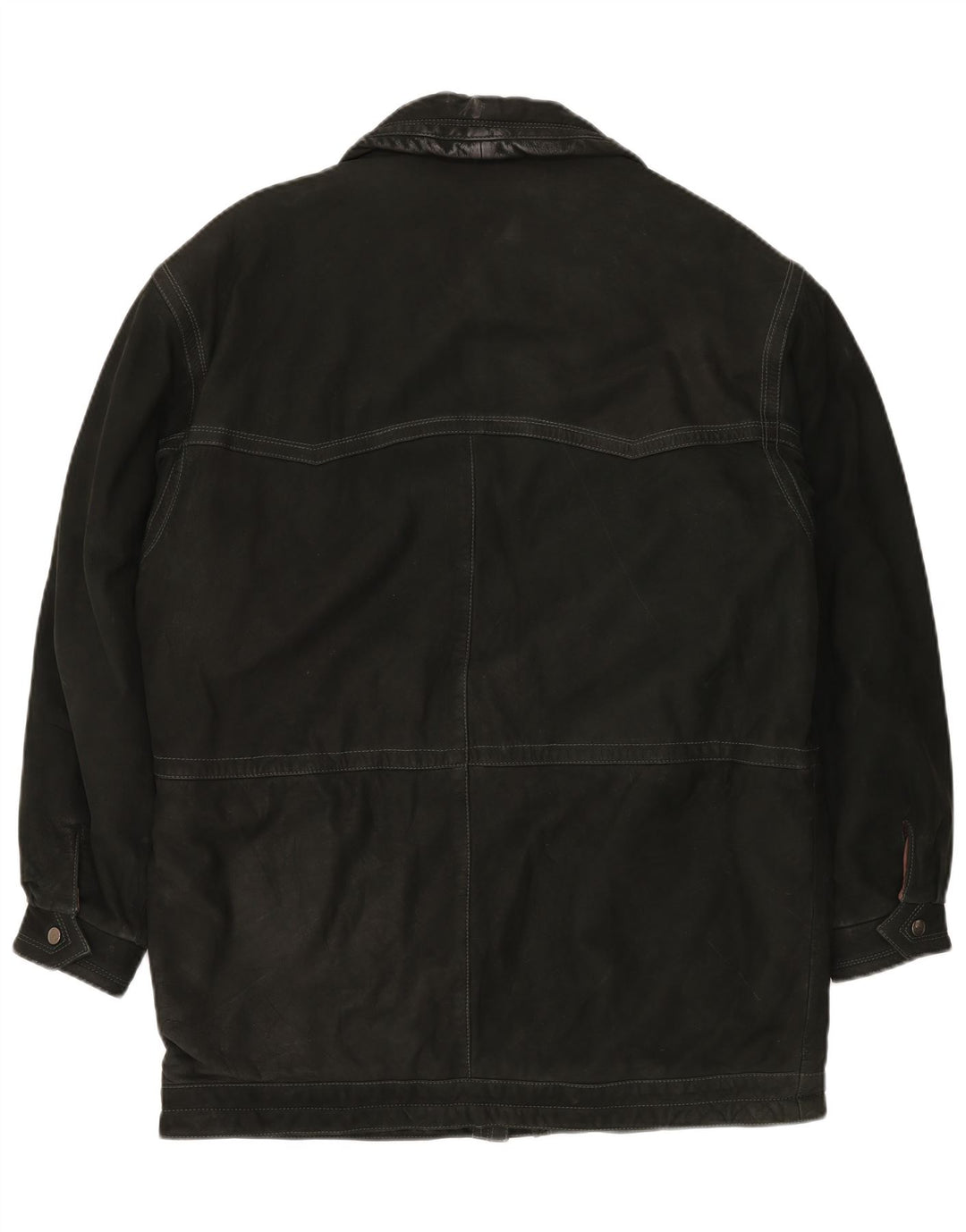 VINTAGE Mens Leather Coat IT 52 XL Black Leather