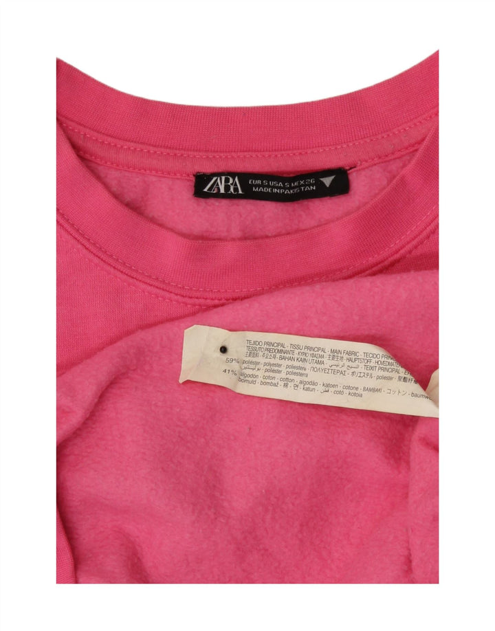 Zara Womens Oversized Sweatshirt Jumper UK 10 Small Pink Polyester