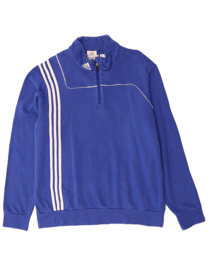 ADIDAS Mens Zip Neck Sweatshirt Jumper UK 48/50 XL Blue
