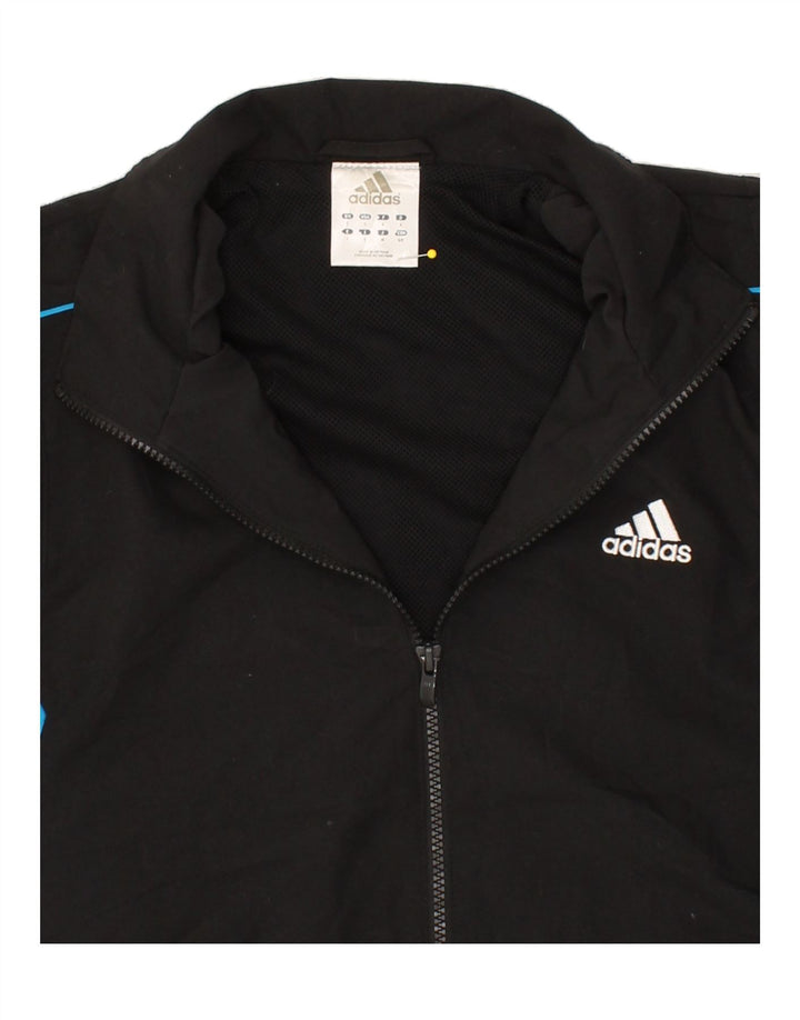 ADIDAS Mens Graphic Tracksuit Top Jacket Small Black Colourblock Polyester