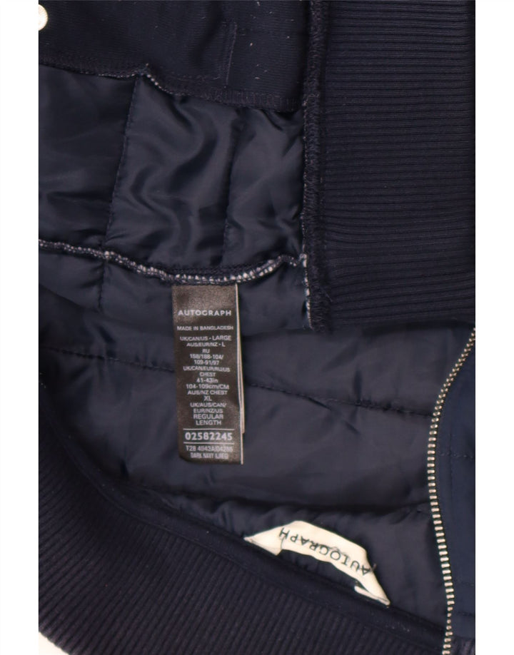 Marks & Spencer Mens Padded Jacket UK 42 XL Navy Blue Polyester