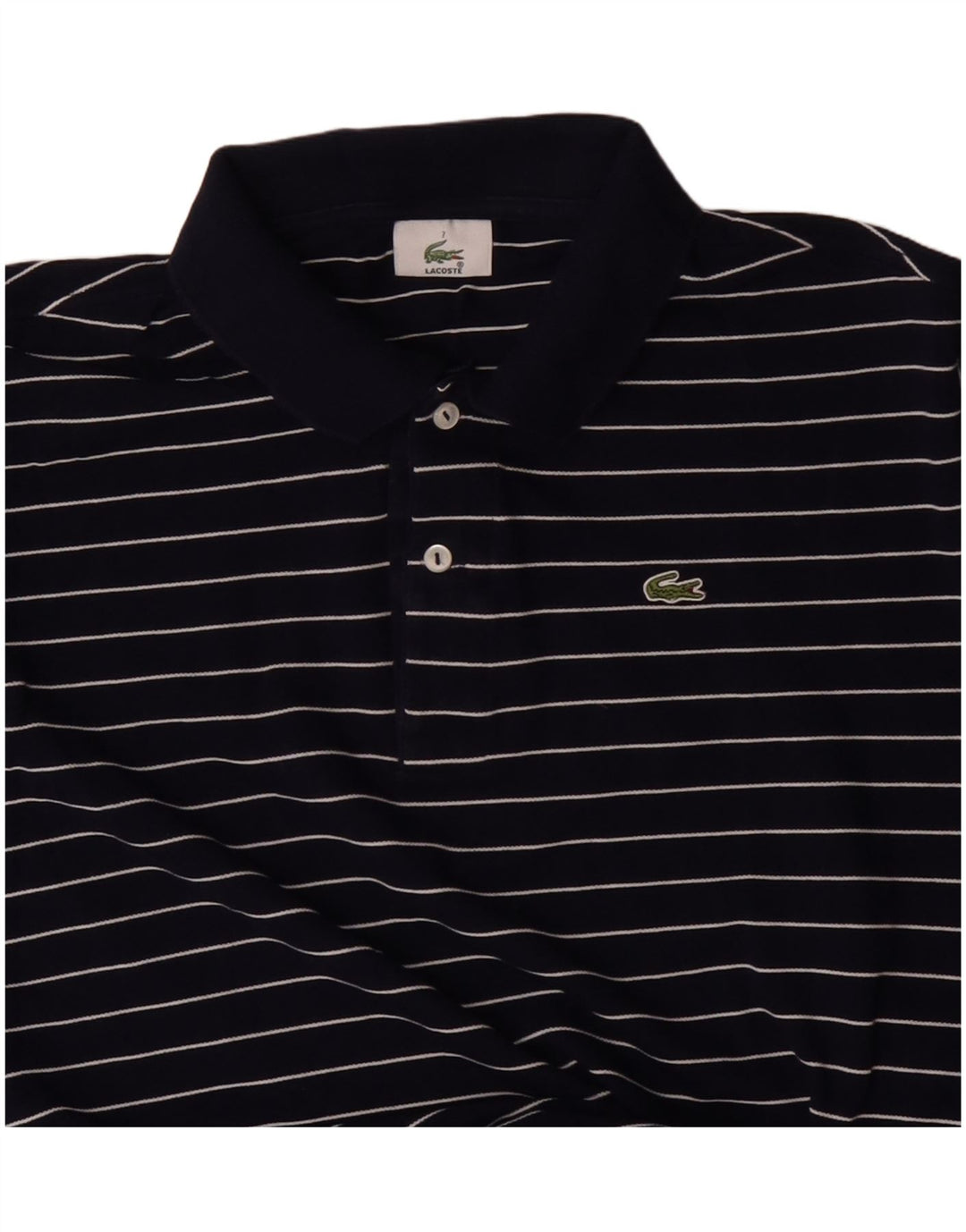Lacoste Mens Polo Shirt Size 7 2XL Navy Blue Striped