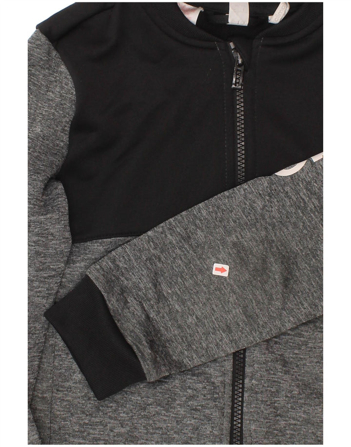 Adidas Boys Climalite Tracksuit Top Jacket 7-8 Years Grey Colourblock