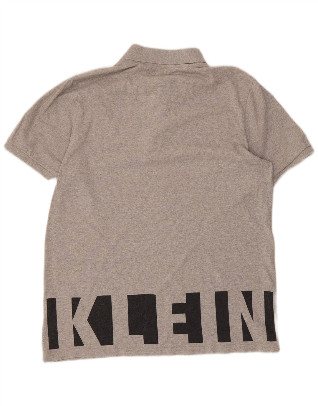 CALVIN KLEIN JEANS Mens Graphic Polo Shirt Medium Grey Cotton