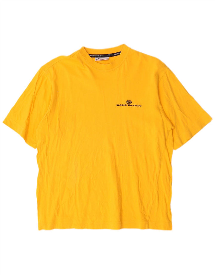 Sergio Tacchini Mens T-Shirt Top Medium Yellow Cotton