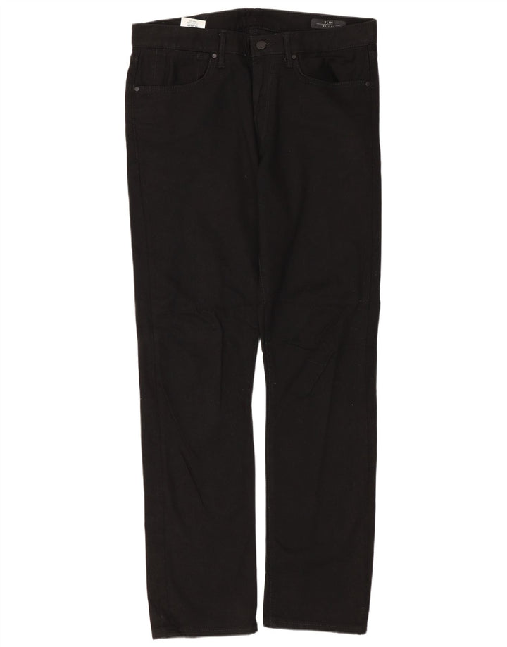 MARKS & SPENCER Mens Slim Jeans W32 L31 Black Cotton