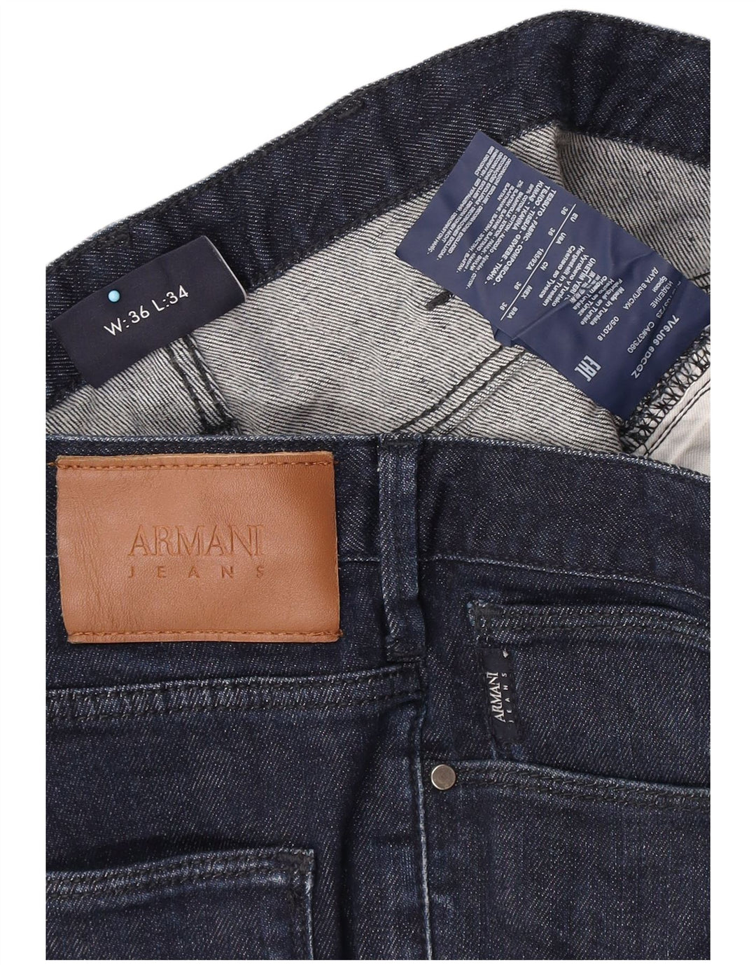 Armani Mens Slim Jeans W36 L34 Navy Blue Cotton