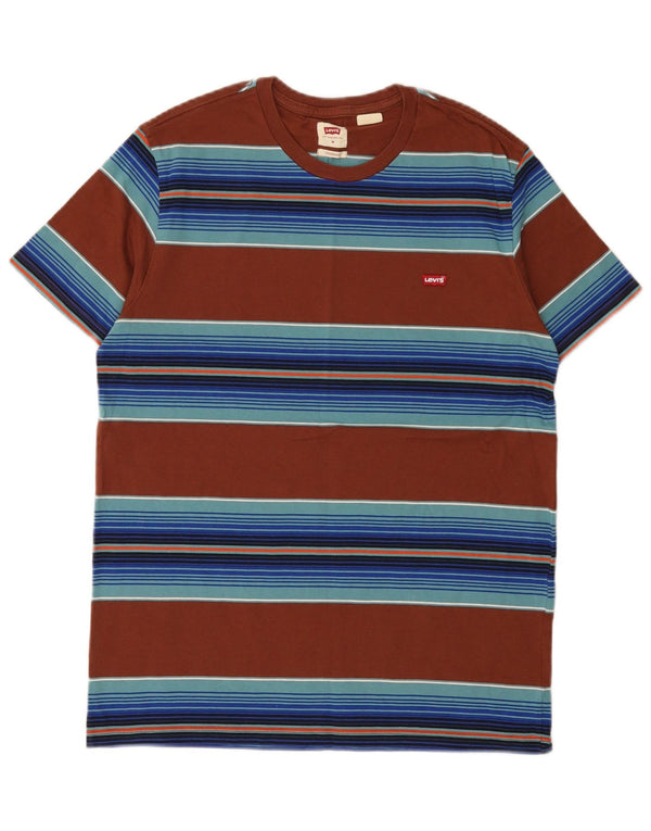 Levi's Mens Standard Fit T-Shirt Top Medium Brown Striped