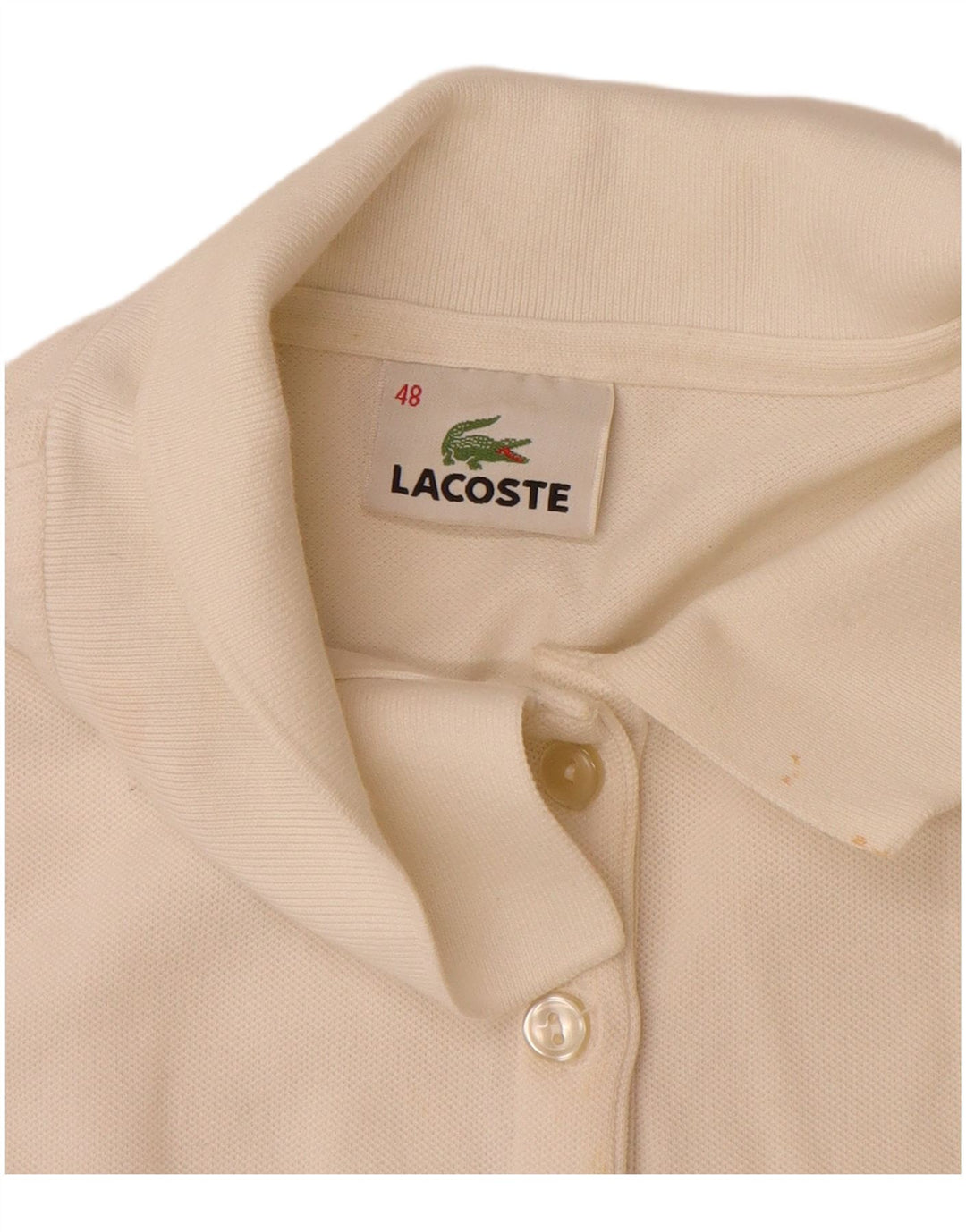 Lacoste Womens Polo Shirt Size 48 XL Off White Cotton
