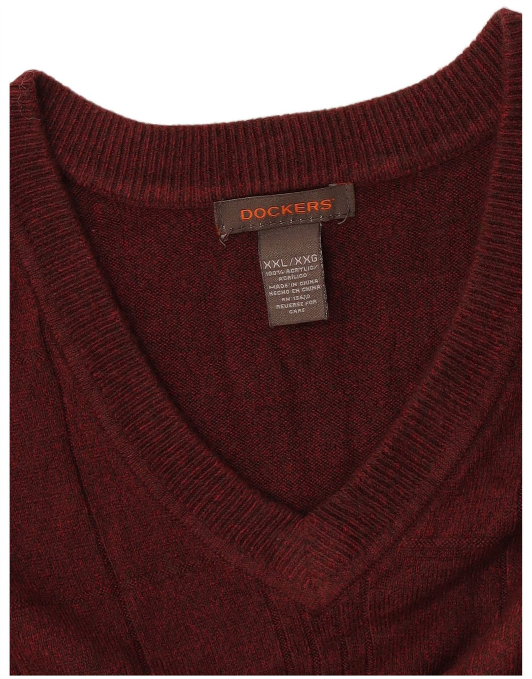 DOCKERS Mens Vest Tank Top 2XL Burgundy Check Acrylic