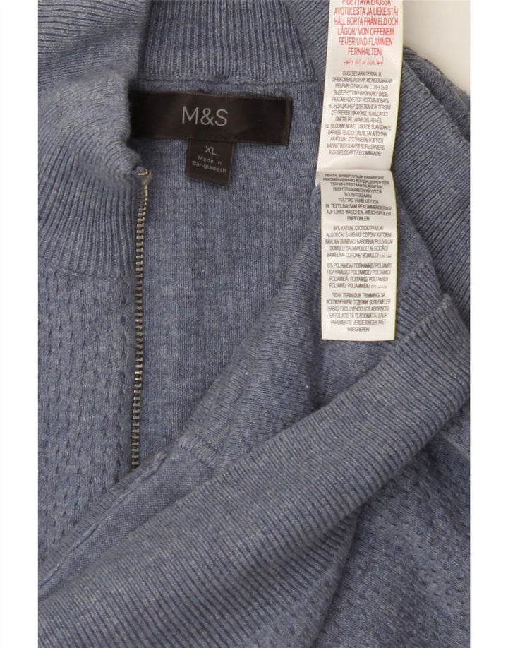 MARKS & SPENCER Mens Cardigan Sweater XL Navy Blue Cotton Vintage Marks & Spencer and Second-Hand Marks & Spencer from Messina Hembry 