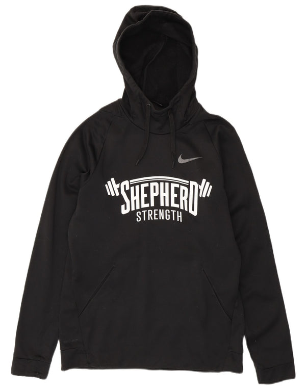 Nike Mens Dri Fit Graphic Hoodie Jumper Medium Black Polyester