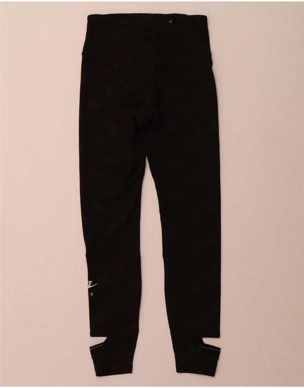 NIKE Womens Dri Fit Leggings UK 4 XS Black Colourblock Polyester