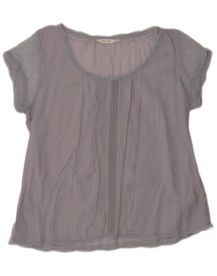 WHITE STUFF Womens Blouse Top UK 16 Large Blue Cotton