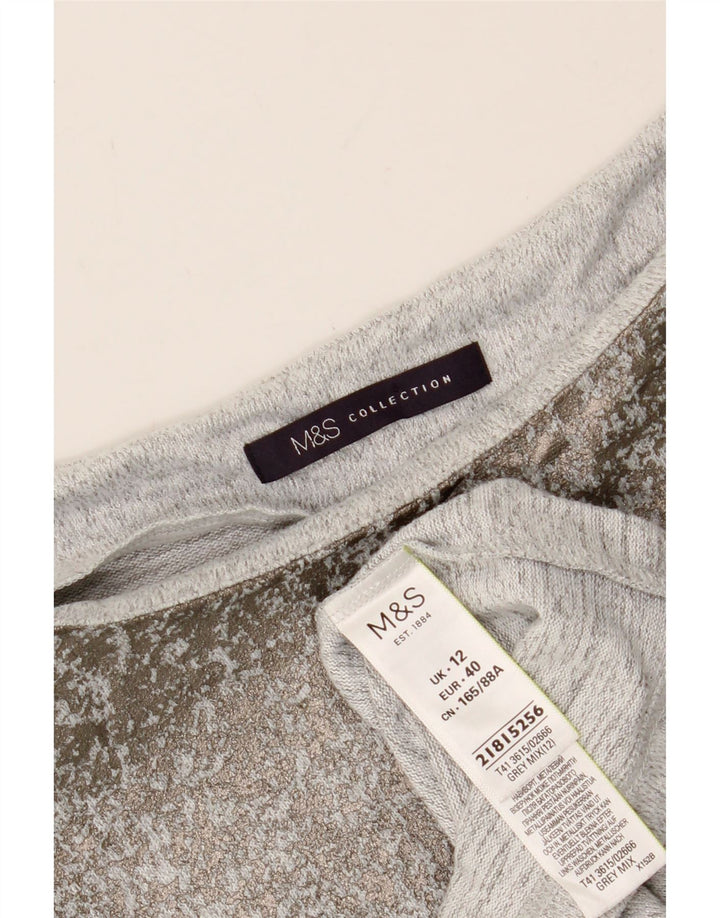 MARKS & SPENCER Womens Boat Neck Jumper Sweater UK 12 Medium Grey Vintage Marks & Spencer and Second-Hand Marks & Spencer from Messina Hembry 